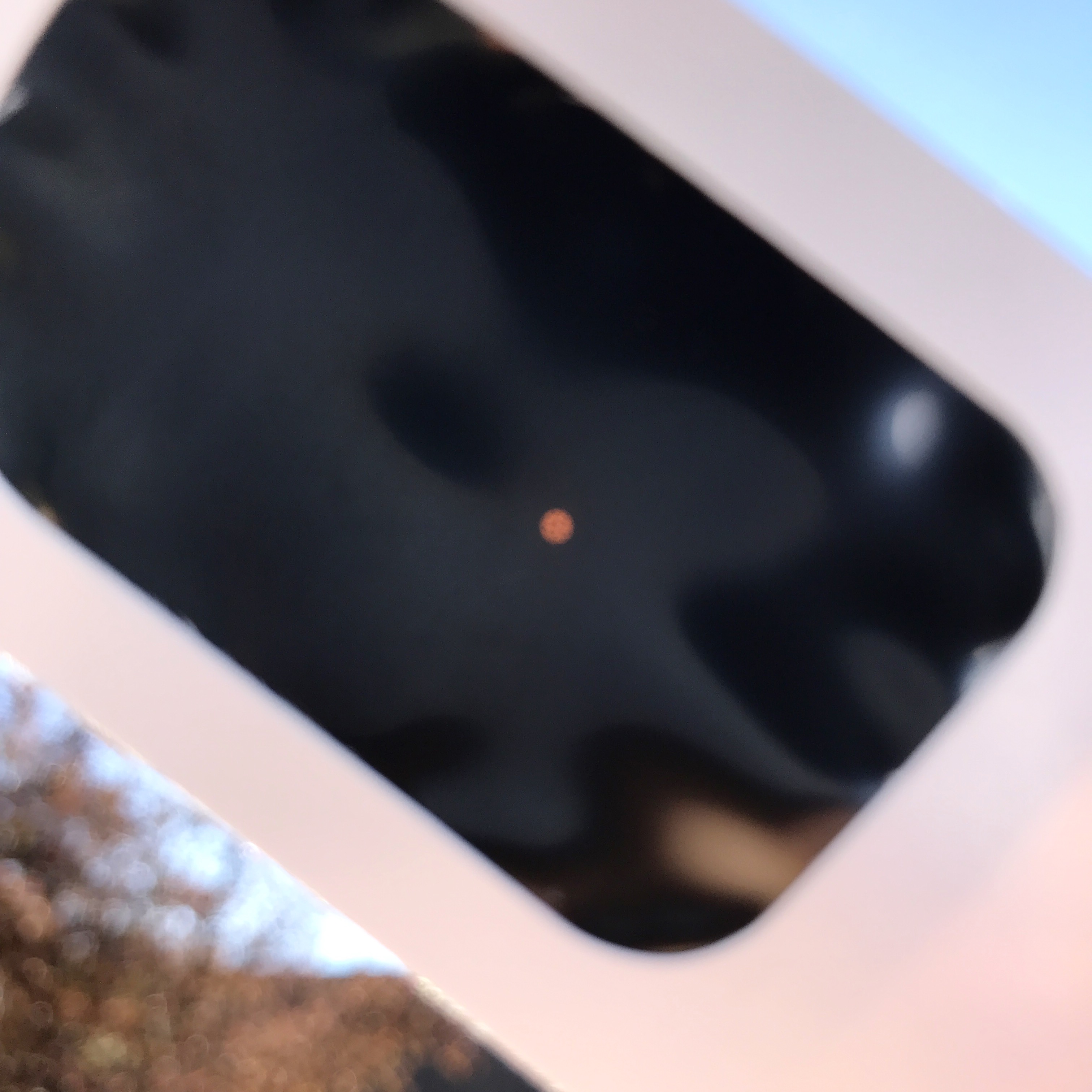 A view of the Sun through appropriate solar filter. (It looks bigger when you're wearing the glasses. I just held the camera back to capture all the pieces.)